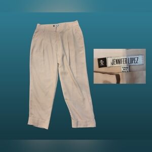 Jennifer Lopez shell pink pleated cuffed dress pants, sz 10
